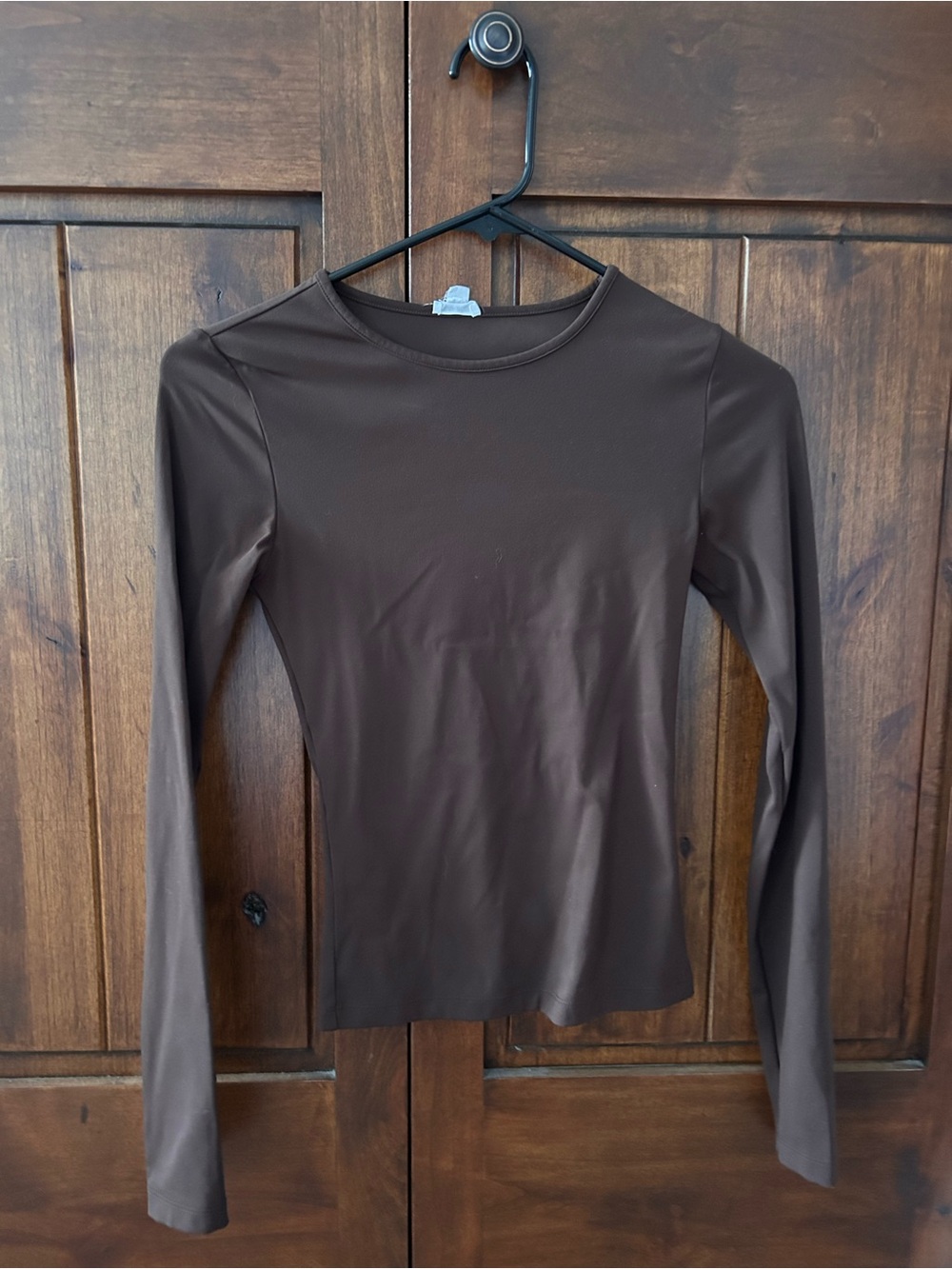 Garage Long Sleeve Crewneck Top - Brown